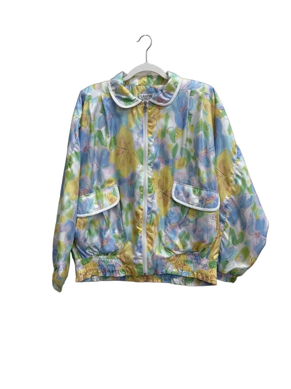 Lavon Vintage Floral Zip-Up Bomber Jacket Multicolor